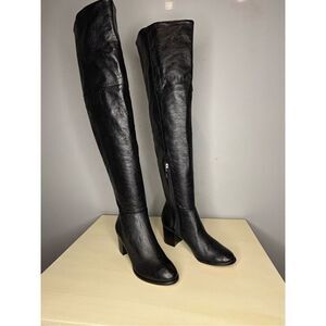 Schutz Women's S-Sivana Block Heels Over the‎ Knee Boot Black Size 5B
